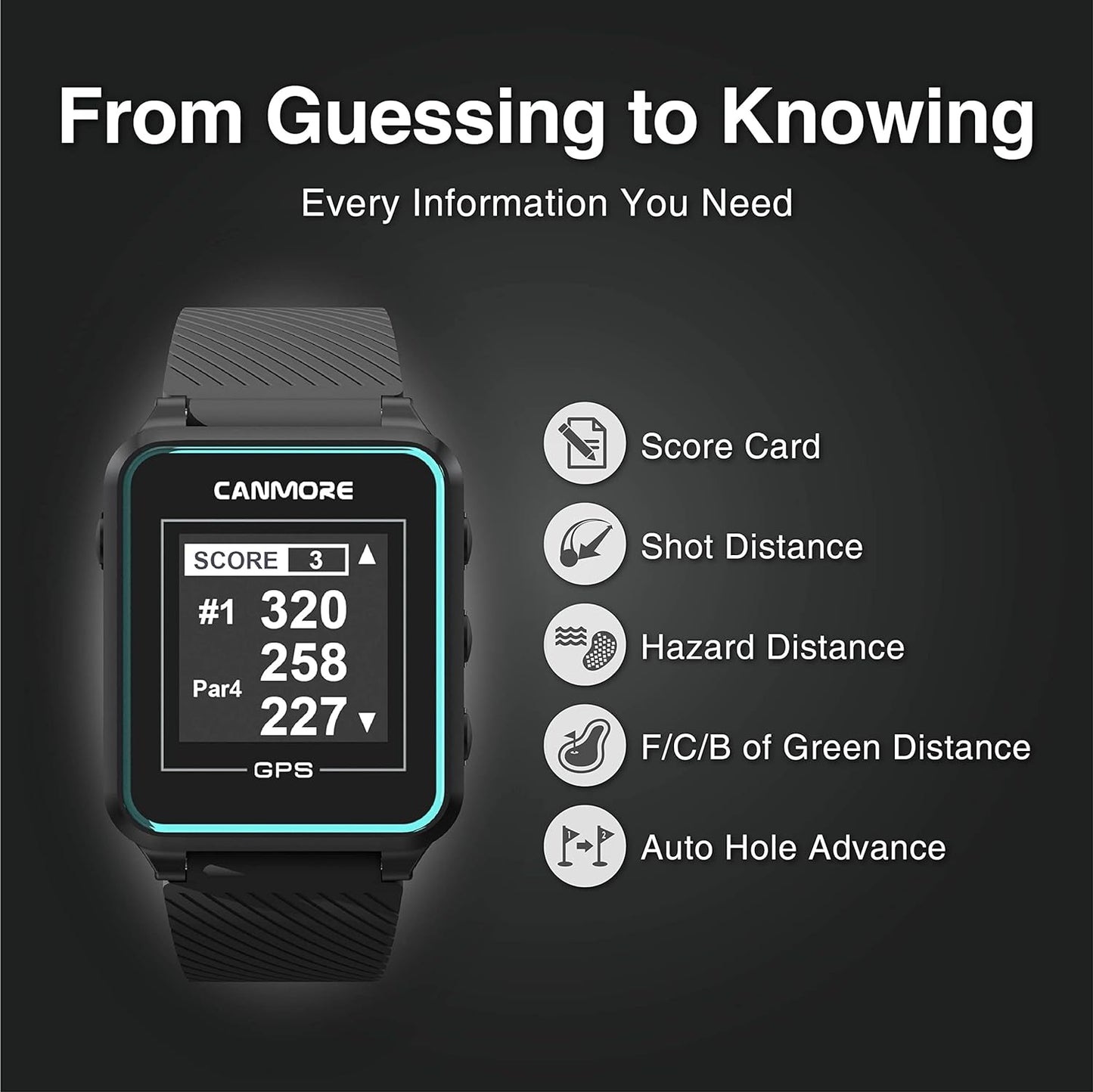 TW353 Golf GPS Watch for Men and Women, High Contrast LCD Display, Free Updates with Over 41,000 Preloaded Courses Worldwide, Lightweight Essential Golf Accessory, Turquoise/Gray